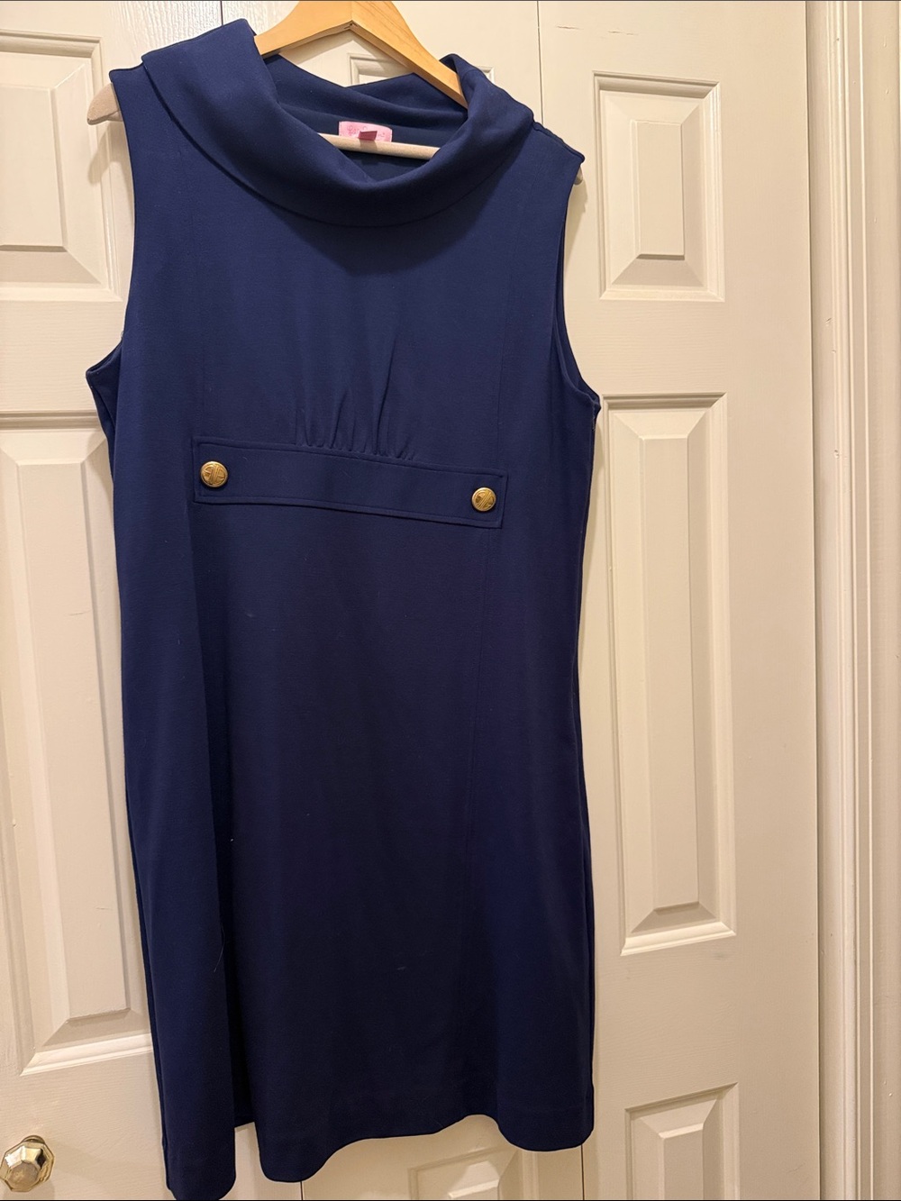 Lilly Pulitzer Navy Sleeveless Shift Dress with Gold Buttons